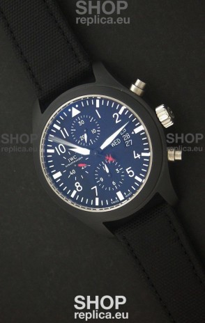 IWC Top Gun Full Ceramic Swiss Replica Watch in Blue Dial