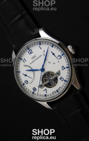 IWC Portuguese FA Jones Japanese Replica Watch in White Dial with Tourbillon