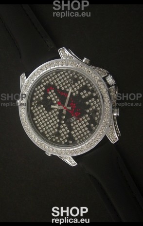 Five Time Zones J&C Imitations Japanese Watch in Full Diamonds
