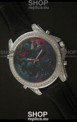 Five Time Zones J&C Imitations Japanese Watch in Full Diamonds