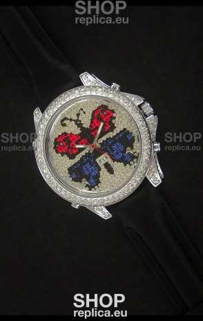Five Time Zones J&C Clone Watch in Full Diamonds