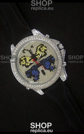 Five Time Zones J&C Clone Watch in Full Diamonds