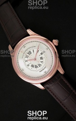 Montblanc Pure Mechanique Horlogere Swiss Replica Rose Gold Watch in Mop White Dial