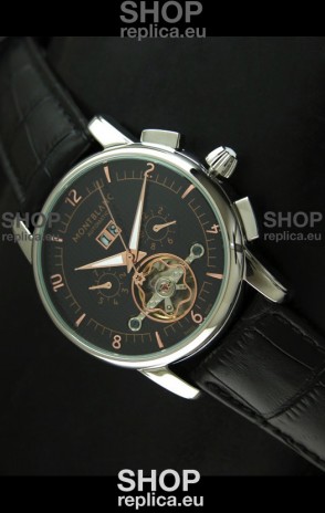 Mont Blanc Flying Tourbillon Japanese Replica Watch in Black Dial