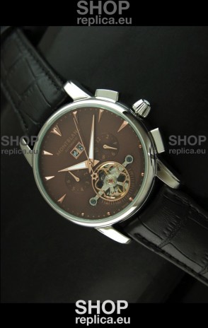 Mont Blanc Flying Tourbillon Japanese Replica Watch in Brown Dial