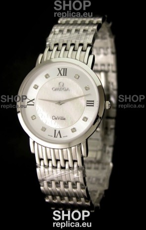 Omega DeVelie Japanese Replica Watch in Diamond Markers
