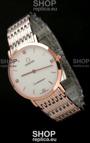 Omega Constellation Japanese Replica Rose Gold Watch