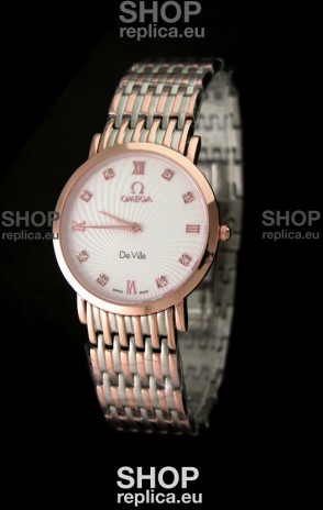 Omega DeVelie Japanese Replica Rose Gold Watch 