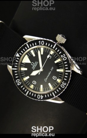 Omega Seamaster 300 Black Dial Swiss Watch with Navy Strap