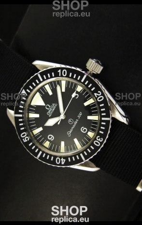 Omega Seamaster 300 R-Navy Black Dial Swiss Watch with Navy Strap