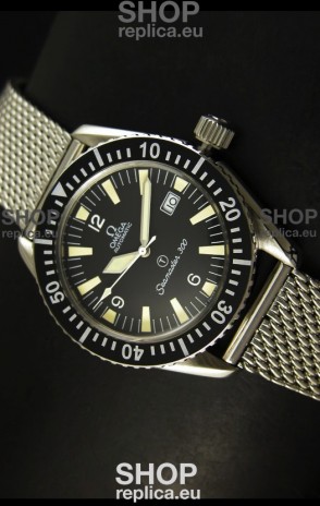 Omega Seamaster 300 R-Navy Black Dial Swiss Watch with Mesh Strap