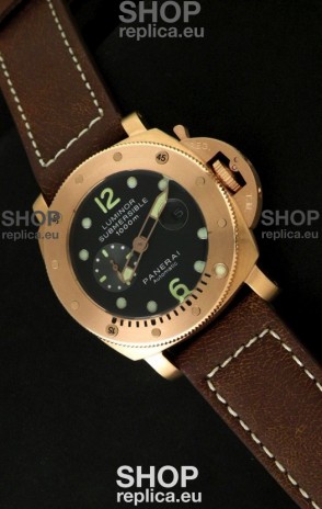 Panerai Luminor Submersible 1000M Japanese Automatic Rose Gold Watch in Black Dial