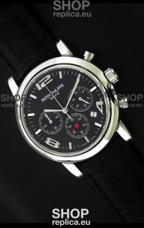 Patek Philippe Perpetual Calender Japanese Steel Watch in Black Dial