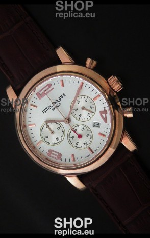 Patek Philippe Perpetual Calender Japanese Steel Watch in White Dial