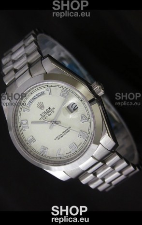 Rolex Day Date Japanese Replica Steel Watch in Arabic Markers