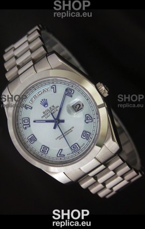 Rolex Day Date Japanese Replica Steel Watch in White Dial