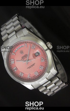 Rolex Day Date Swiss Replica Steel Watch in Champagne Dial