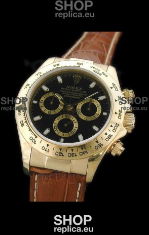 Rolex Daytona Cosmograph Swiss Replica Gold Watch in Gold Subdials