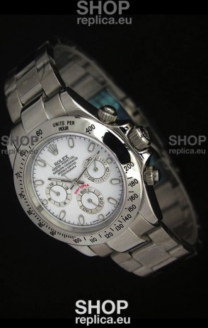 Rolex Daytona Japanese Replica Steel Watch in White Stick Hour Markers