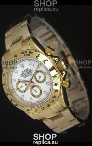 Rolex Daytona Japanese Replica Gold Watch in White Dial
