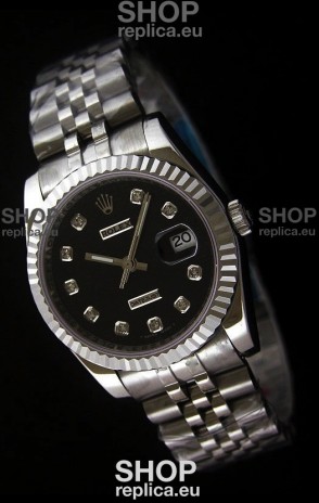 Rolex Datejust Mens Japanese Replica Watch in Black Dial