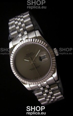 Rolex Datejust Mens Swiss Replica Watch in Grey Dial