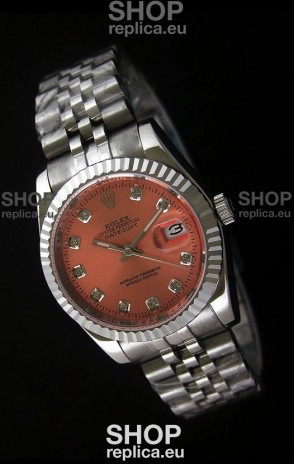 Rolex Datejust Mens Japanese Replica Watch in Orange Dial