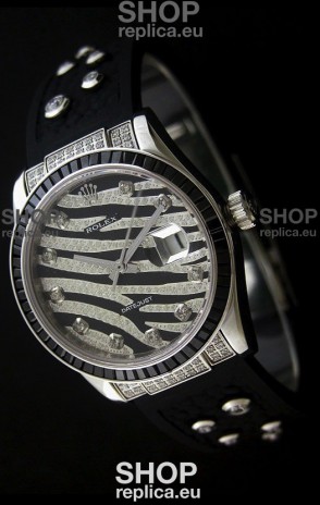 Rolex Datejust Mens Swiss Replica Leopard Watch in Diamand Markers