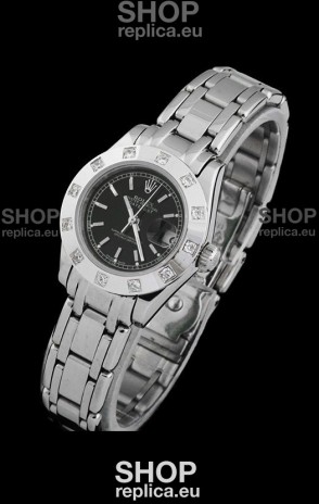 Rolex Datejust Ladies Japanese Replica Ladies Watch in Black Dial