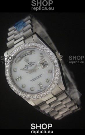 Rolex Day Date Just Japanese Replica Watch in White Dial
