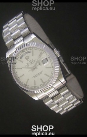 Rolex Day Date Just Japanese Replica Silver White Watch 