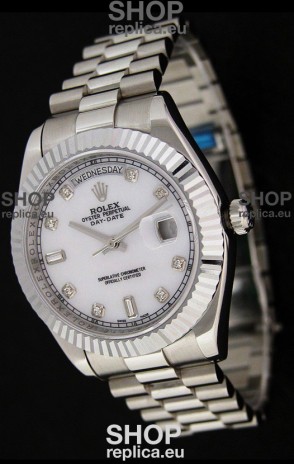 Rolex Oyster Perpetual Day Date Japanese Replica Watch in White Mother of Pearl Dial