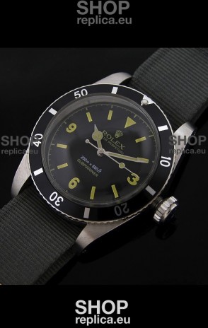 Rolex Submariner Swiss Replica Watch in Domed Crystal Grey Nylon Strap