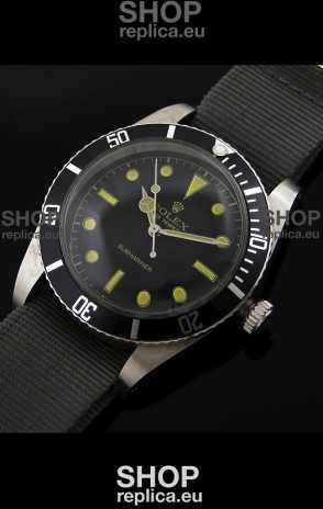 Rolex Submariner Swiss Replica Watch in Domed Crystal Grey Nylon Strap