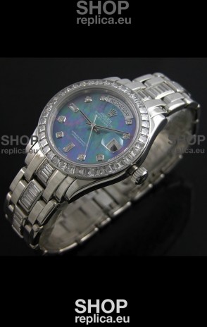 Rolex Oyster Perpetual Day Date Japanese Replica Watch in Blue Mother of Pearl Dial 