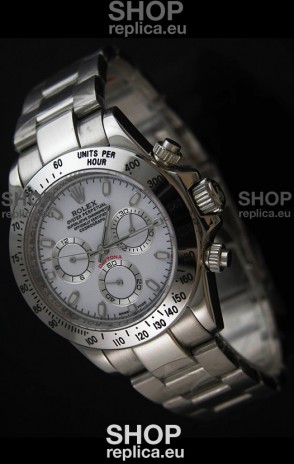 Rolex Daytona Japanese Replica Steel Watch in White Dial