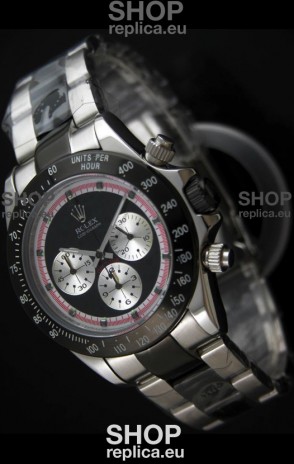 Rolex Daytona Cosmograph Swiss Replica Black PVD Watch in Silver Subdials 