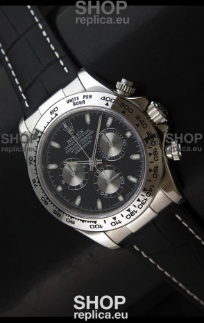 Rolex Daytona Cosmograph Swiss Replica Stainless Steel Watch in Black Dial
