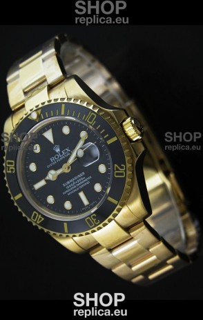 Rolex Submariner Swiss Gold Watch in Black Dial with Ceramic Bezel