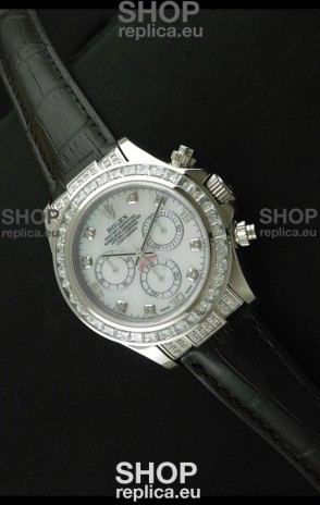 Rolex Oyster Perpetual Cosmograph Daytona Swiss Replica Watch in Black Strap