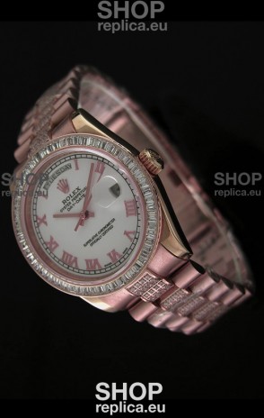 Rolex Oyster Perpetual Day Date Japanese Rose Gold Automatic Watch in Roman Markers