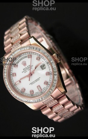 Rolex Oyster Perpetual Day Date Japanese Rose Gold Automatic Watch in Diamond Markers