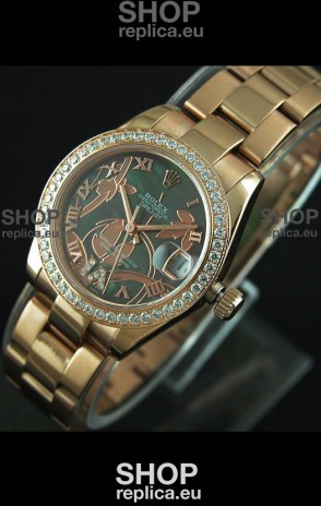 Rolex Oyster Perpetual Date Just Lady Swiss Rose Gold Watch