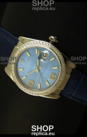 Rolex Replica Datejust Swiss Replica Watch - 37MM - Blue Dial/Strap