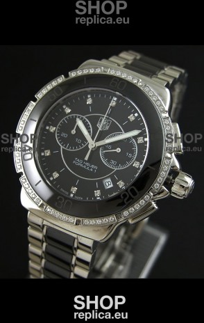 Tag Heuer Formula 1 Chronograph Swiss Replica Ceramic Ladies Watch in Black Dial