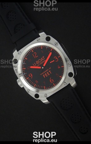 U-Boat Thousands of Feet Swiss Steel Automatic Watch in Red Markers
