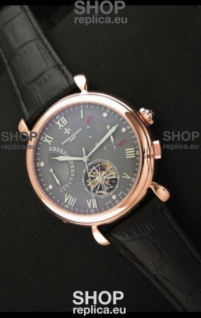 Vacheron Constantin Reserve Tourbillon Japanese Replica Rose Gold Watch in Grey Dial