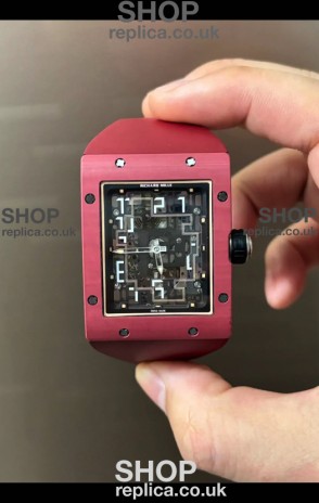 Richard Mille 16-02 Titanium Extra-Flat Red Rubber Super Clone Watch 