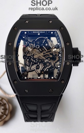 Richard Mille RM055 FREE SPRUNG MVMNT Black Ceramic Black Inner Bezel Super Clone Watch 
