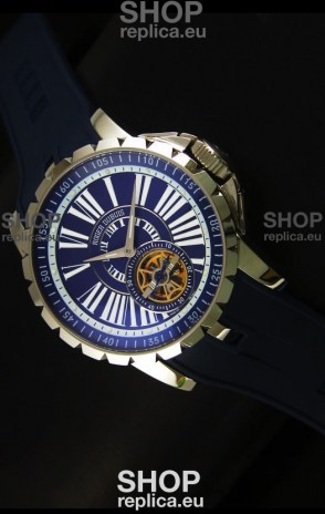 Roger Dubuis Excalibur Tourbillon Watch Japanese Movement - Blue Dial